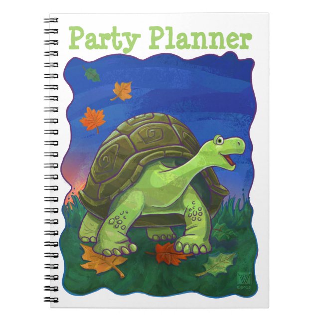 Cute Tortoise Party Planner Anteckningsbok Med Spiral (Framsidan)