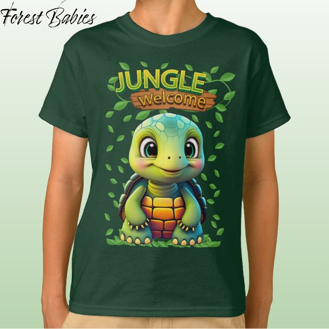Cute Tortoise Unique Turtle Animal Cartoon Graphic T Shirt (Cute Green Tortoise Wildlife Animal Character T-shirt Jungle Welcome Turtle Cartoon Graphic Tee 🐢)