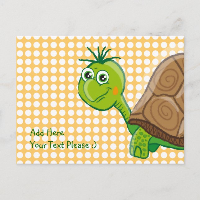 Cute Tortoise - vykort för Grönt Bubbles (Framsida)