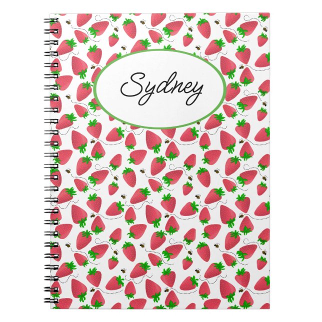 Cute Tossed Strawbär Bees Notebook Anteckningsbok (Framsidan)