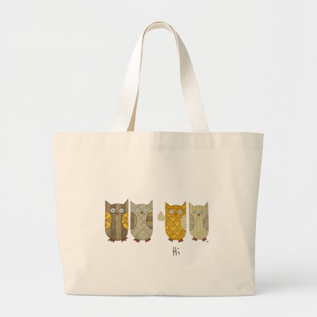 Cute Tote Bag - 4 Guld Uggla Jumbo Tygkasse (Framsidan)