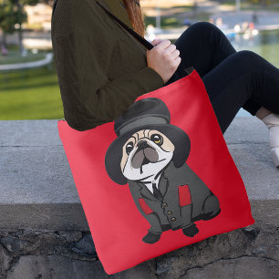 Cute Tote Bag Pug Hund älskare Hobo Elbow Patch Axelväska