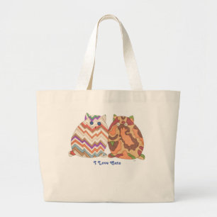 Cute Tote-I Kärlek Cats-2-Tjockar Jumbo Tygkasse