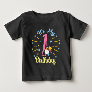 Cute Toucan 1:a födelsedag 1:a året gammal flicka T Shirt