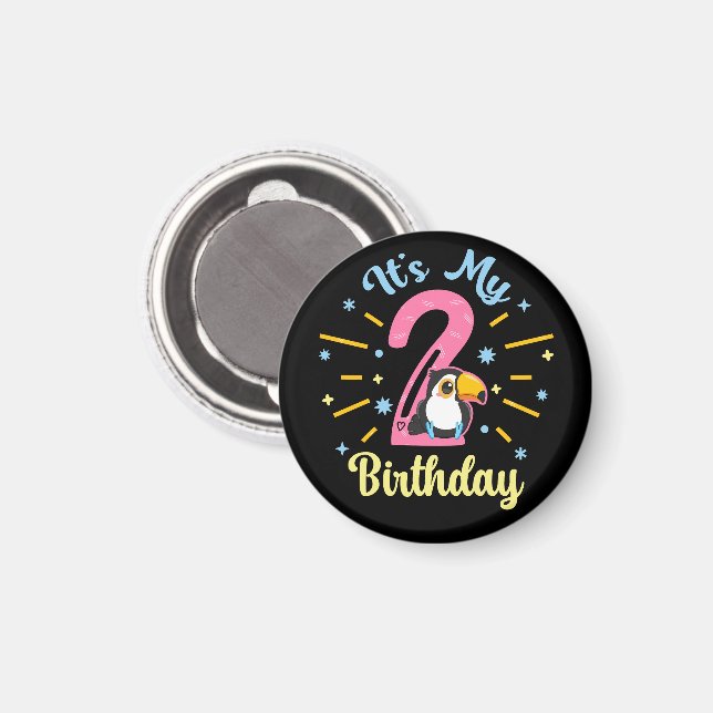 Cute Toucan 2:a födelsedag 2-åring Magnet (Front/Back)