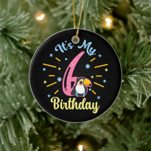 Cute Toucan 6e Birthday 6 Year Old Birth Girl Julgransprydnad Keramik