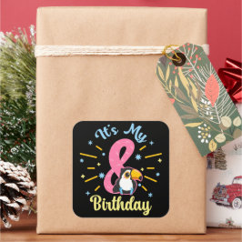 Cute Toucan 8:e födelsedag 8:e året gammal flicka Fyrkantigt Klistermärke