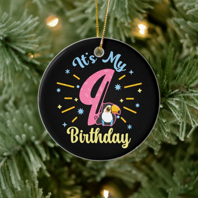 Cute Toucan 9:e födelsedag 89 år gammal flicka Julgransprydnad Keramik (Träd)