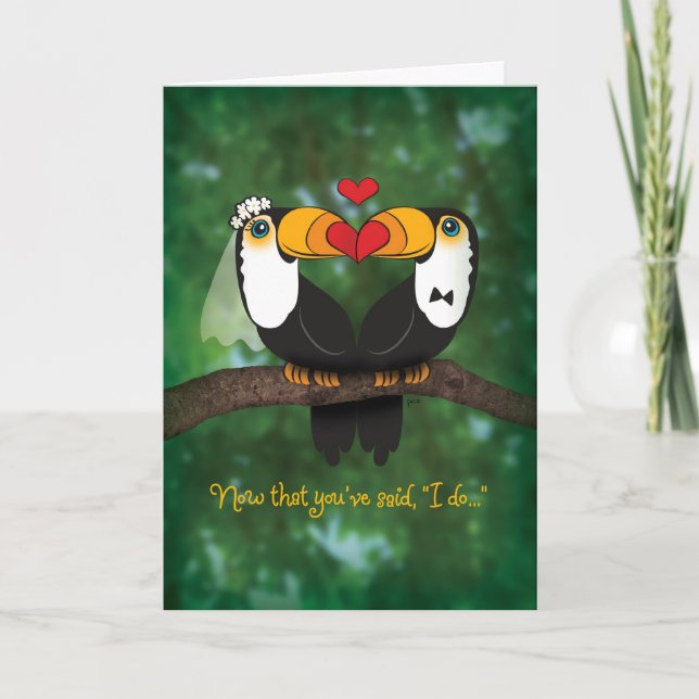 Cute Toucan Bröllop Card Kort (Framsida)
