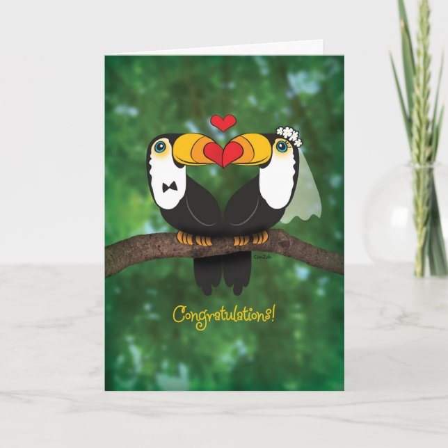 Cute Toucan Bröllop Grattis Card Kort (Framsida)