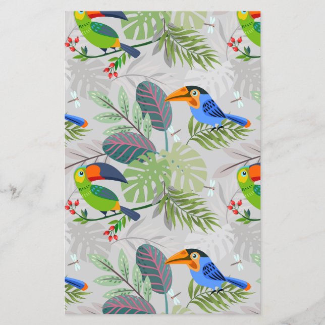 Cute Toucan-fågel, Mönster, vattenfärger (Framsida)