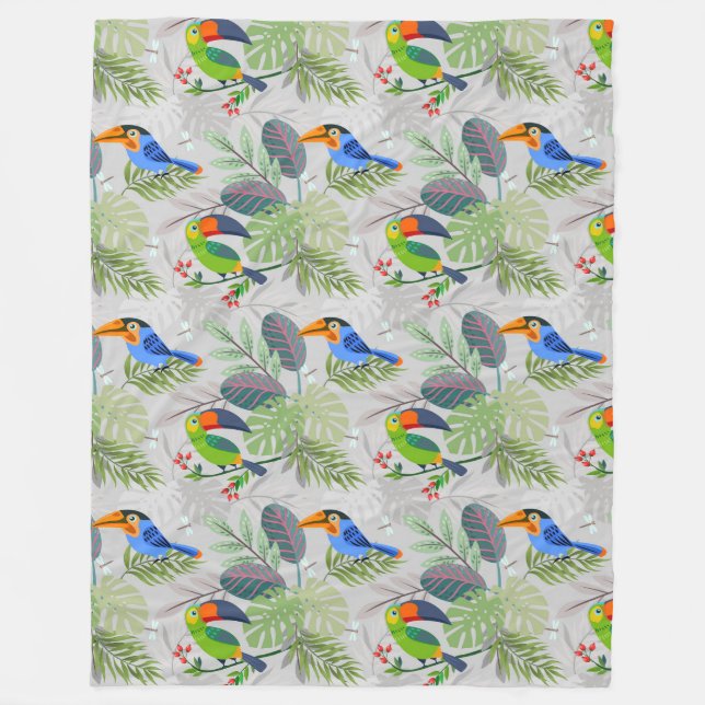 Cute Toucan-fågel, Mönster, vattenfärger Fleecefilt (Framsidan)