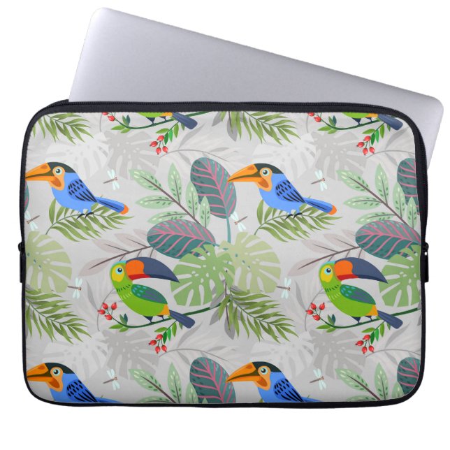 Cute Toucan-fågel, Mönster, vattenfärger Laptop Fodral (Framsidan)