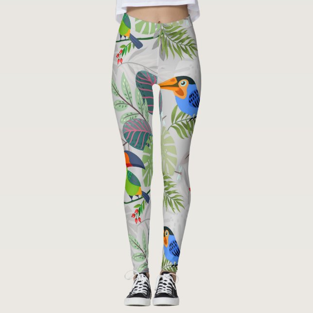 Cute Toucan-fågel, Mönster, vattenfärger Leggings (Framsida)