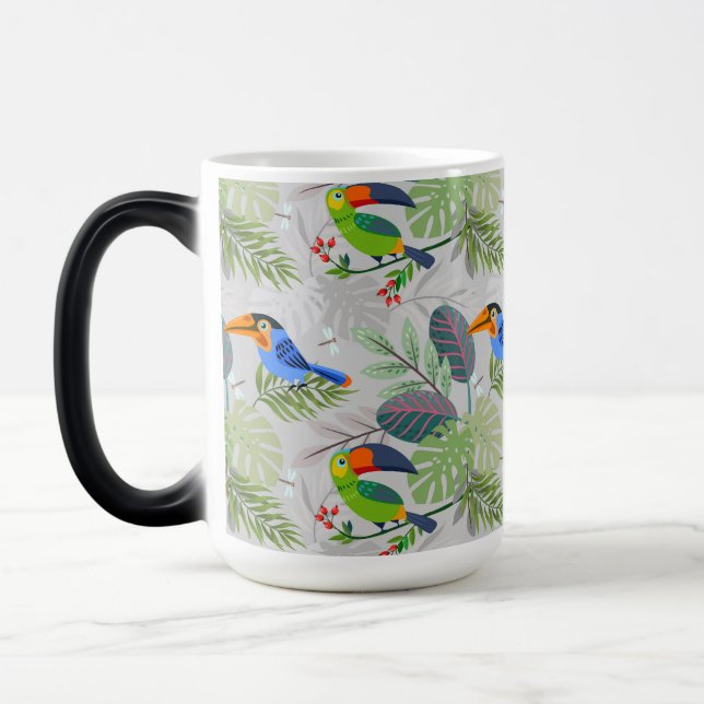 Cute Toucan-fågel, Mönster, vattenfärger Magisk Mugg (Vänster)