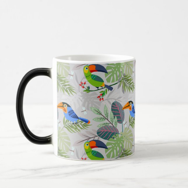 Cute Toucan-fågel, Mönster, vattenfärger Magisk Mugg (Vänster)