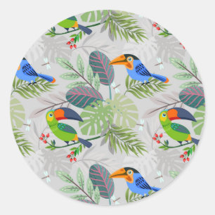Cute Toucan-fågel, Mönster, vattenfärger Runt Klistermärke