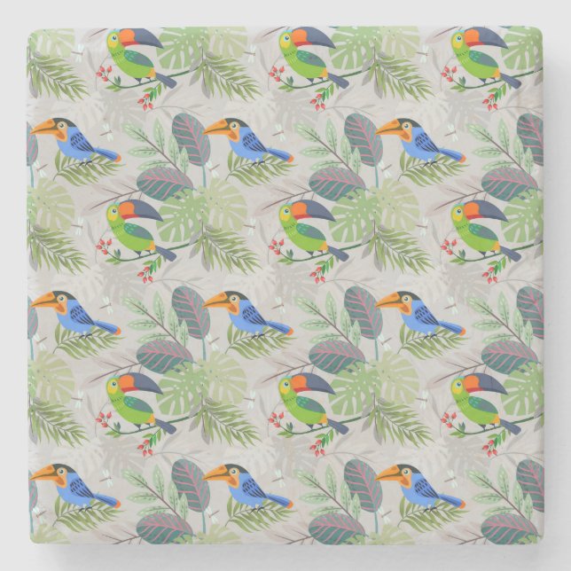 Cute Toucan-fågel, Mönster, vattenfärger Stenunderlägg (Framsidan)