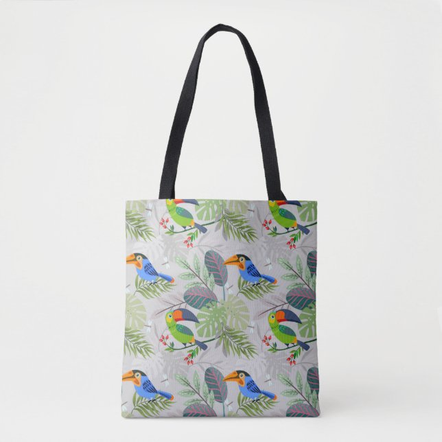 Cute Toucan-fågel, Mönster, vattenfärger Tygkasse (Framsida)