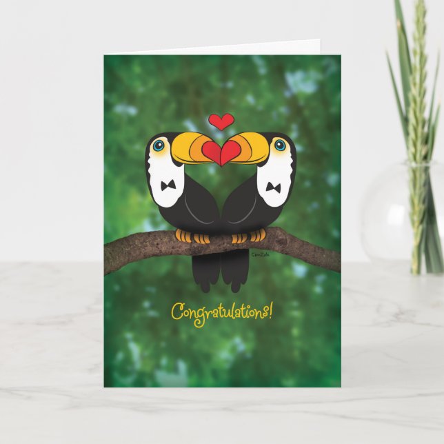 Cute Toucan Gay Bröllop Grattis Card Kort (Framsida)
