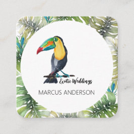 Cute Toucan Keeper Watercolor Illustration Fyrkantigt Visitkort