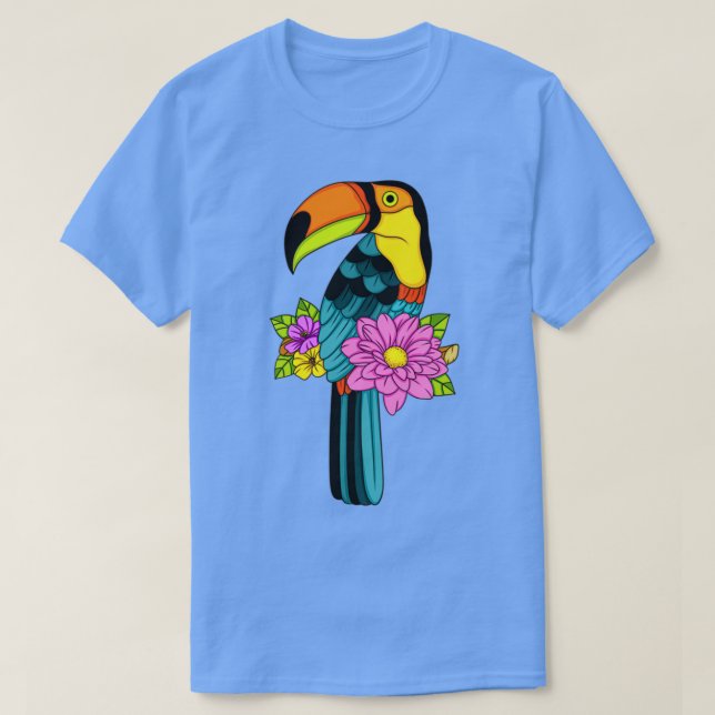 Cute Toucan med blommor T Shirt (Design framsida)