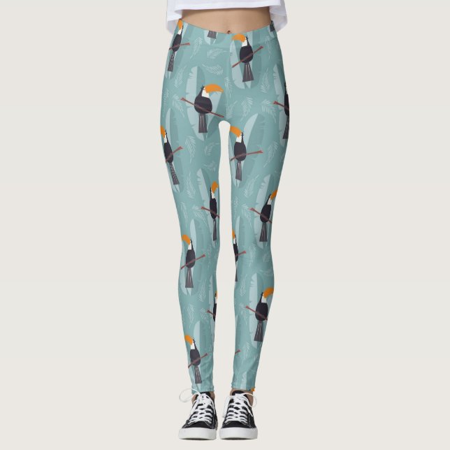 Cute Toucans mönster Leggings (Framsida)