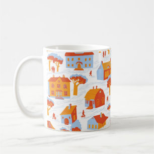 Cute Town Houses: Vintage Doodle Kaffemugg