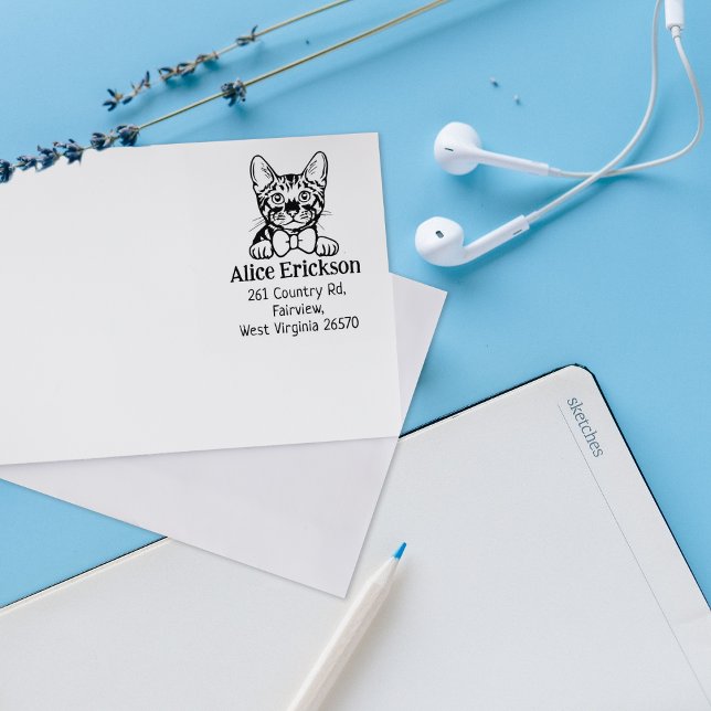 Cute Toyger Cat Returadress Stämpel (Skapare uppladdad)