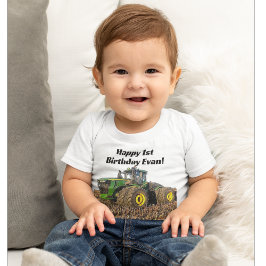 Cute Tractor Farm Equipment 1:a födelsedagen Party T Shirt