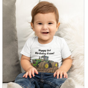 Cute Tractor Farm Equipment 1:a födelsedagen Party T Shirt