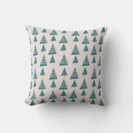 Cute Träd Doodles Rosa Grönt Kudde