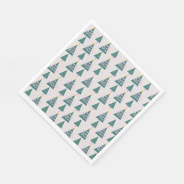 Cute Träd Doodles Rosa Grönt Pappersservett