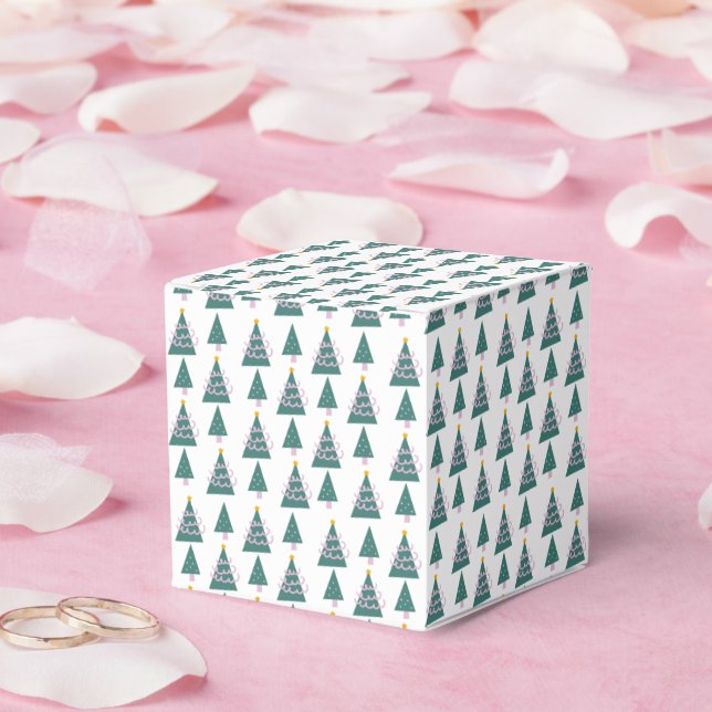 Cute Träd Doodles Rosa Grönt Presentaskar (Bröllop)