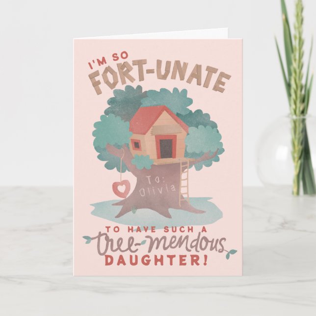 Cute Träd Fort Punny födelsedagseftergift för dott Kort (Framsida)