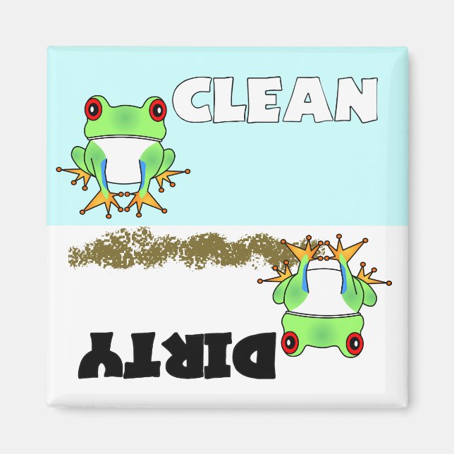 Cute Träd Frog Clean / Dirty Dishwasher Magnet (Framsidan)