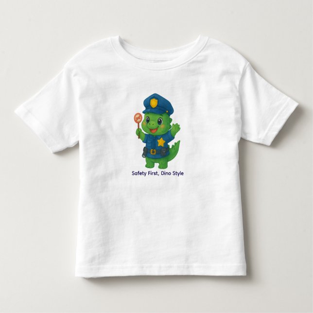 Cute Traffic Police Dinosaur – Dino Jobs T Shirt (Framsida)