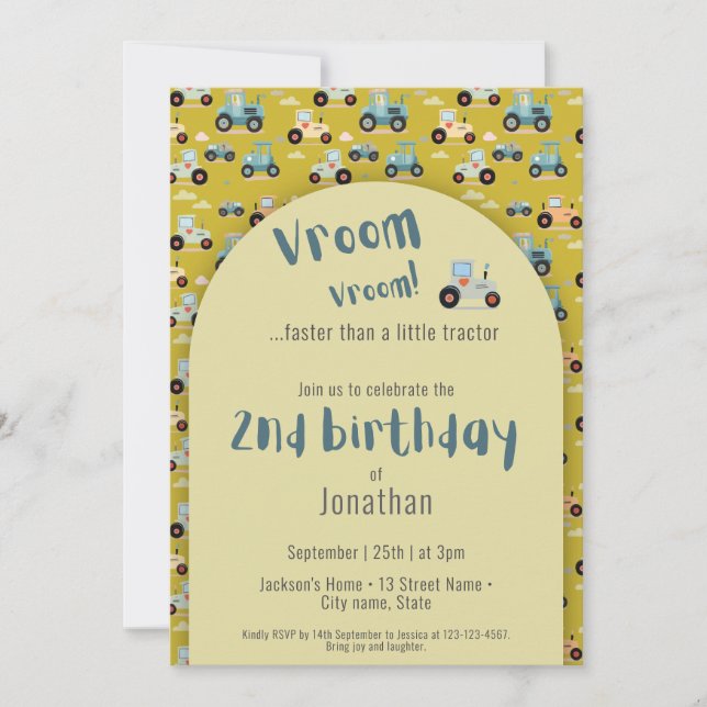 Cute Traktor-bönder 2:a födelsedagsinbjudan Inbjudningar (Framsida)