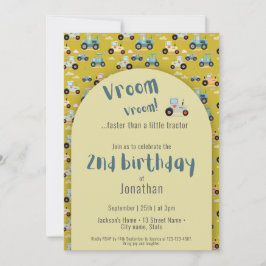 Cute Traktor-bönder 2:a födelsedagsinbjudan Inbjudningar
