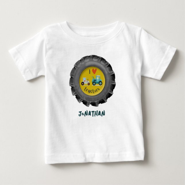 Cute Traktorer däck i kärlek, pojkar namn TShirt T Shirt (Framsida)