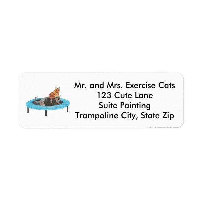 Cute Trampoline Cats Exercise Address Labels Returadress Etikett (Framsidan)