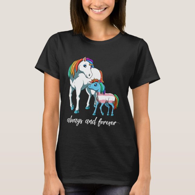 Cute Transgender Unicorn Mama T Shirt (Framsida)