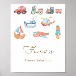 Cute Transport Boy-Födelsedagsfest-favoriter Poster