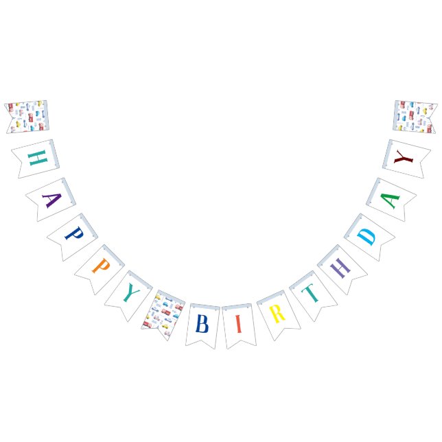 Cute Transport Grattis på födelsedagen Vimplar (Alla)