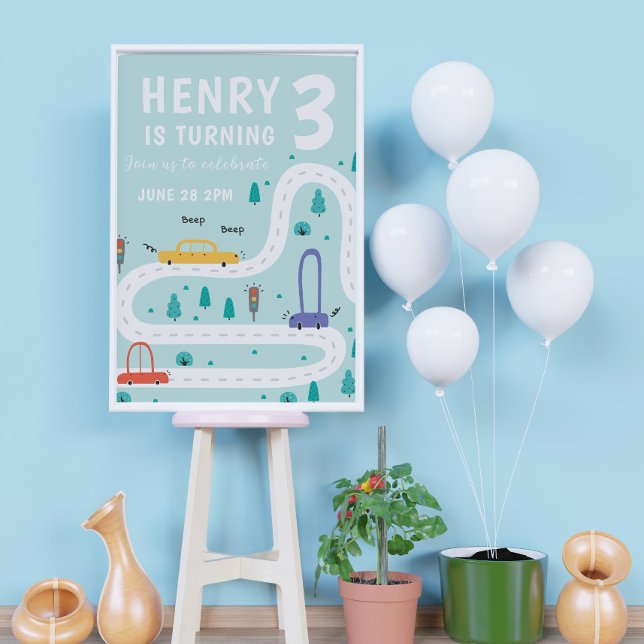 Cute Transportcard Theme Boy Birthday Poster (Skapare uppladdad)