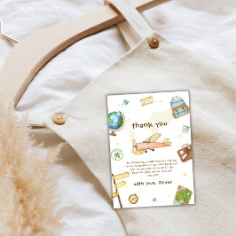 Cute Travel Around The World Airplane Baby Shower Tack Kort