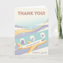 Cute Travel Lover Thank You Airplane Rainbow Sky Kort