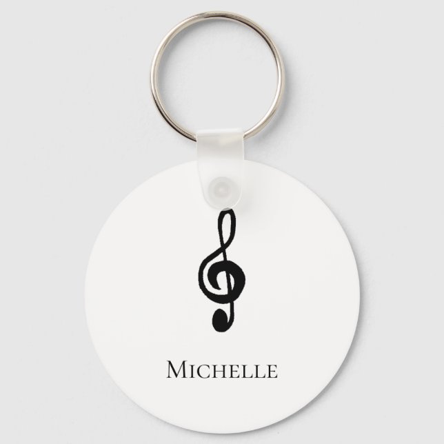 Cute Treble Musical Black White Nyckelring (Framsida)