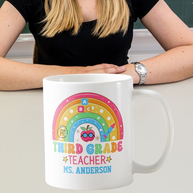Cute Tredje Klass-lärarPersonligen färgstark Kaffemugg (Skapare uppladdad)