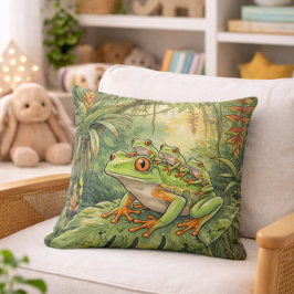 Cute Tree Frog Mama And Froglets Jungle Animals  Kudde